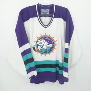 Charlottesville Ice Park Hockey Jersey Mens 2XL NHL Hockey Bauer Teal Purple Whi